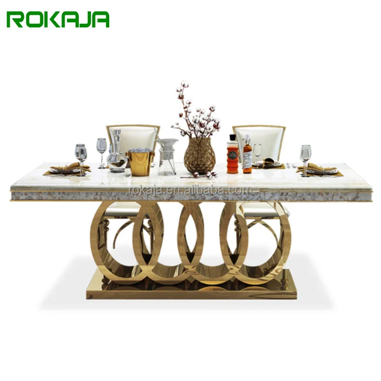 Luxury Italiandinner Table New Design 6 8 Seater Marble Top Stainless