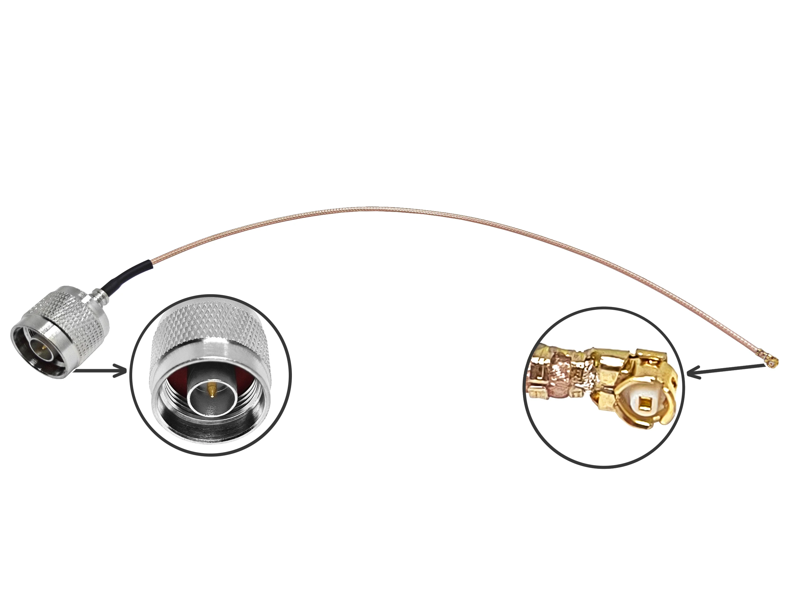 カスタム25cm長さRG178ケーブル NメスからUFLメスコネクタ RG178ジャンパー