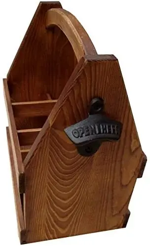 Деревянный пивной держатель-ручная работа деревянный держатель для бутылок с открывалкой вмещает 6 упаковок-изготовлен из сосны