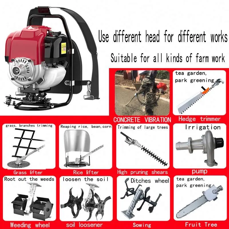 Four Stroke Knapsack Type Small Multifunctional Agricultural Gasoline Land Reclamation and Weeding Household Weeding Machine