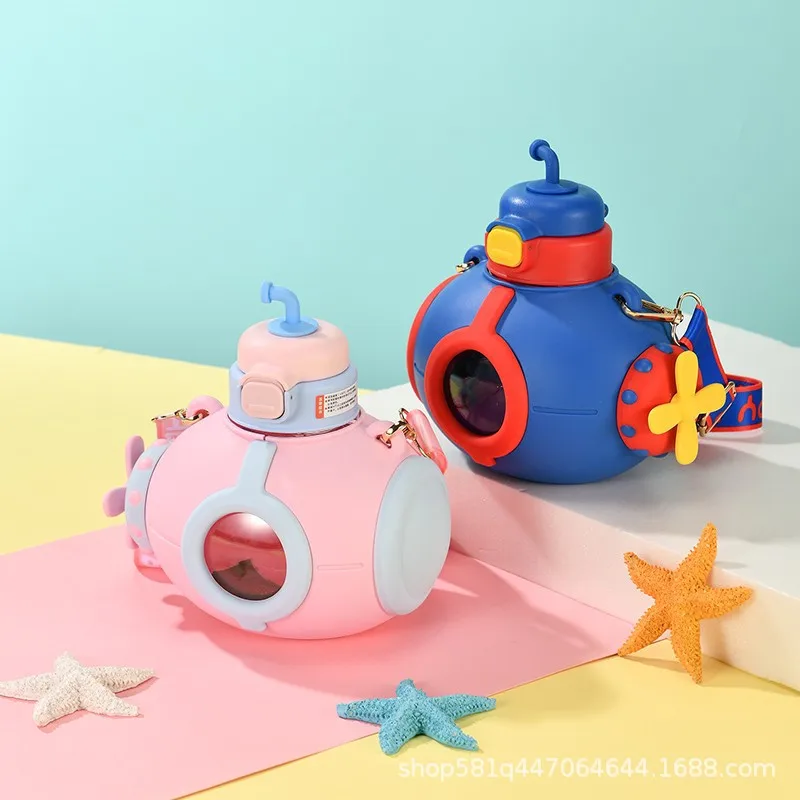 Seaygift Food Grade Bpa Free Tritan Submarine Shaped Plastic Milk Cups Creative Summer Cartoon Children Plastic Water Bottles