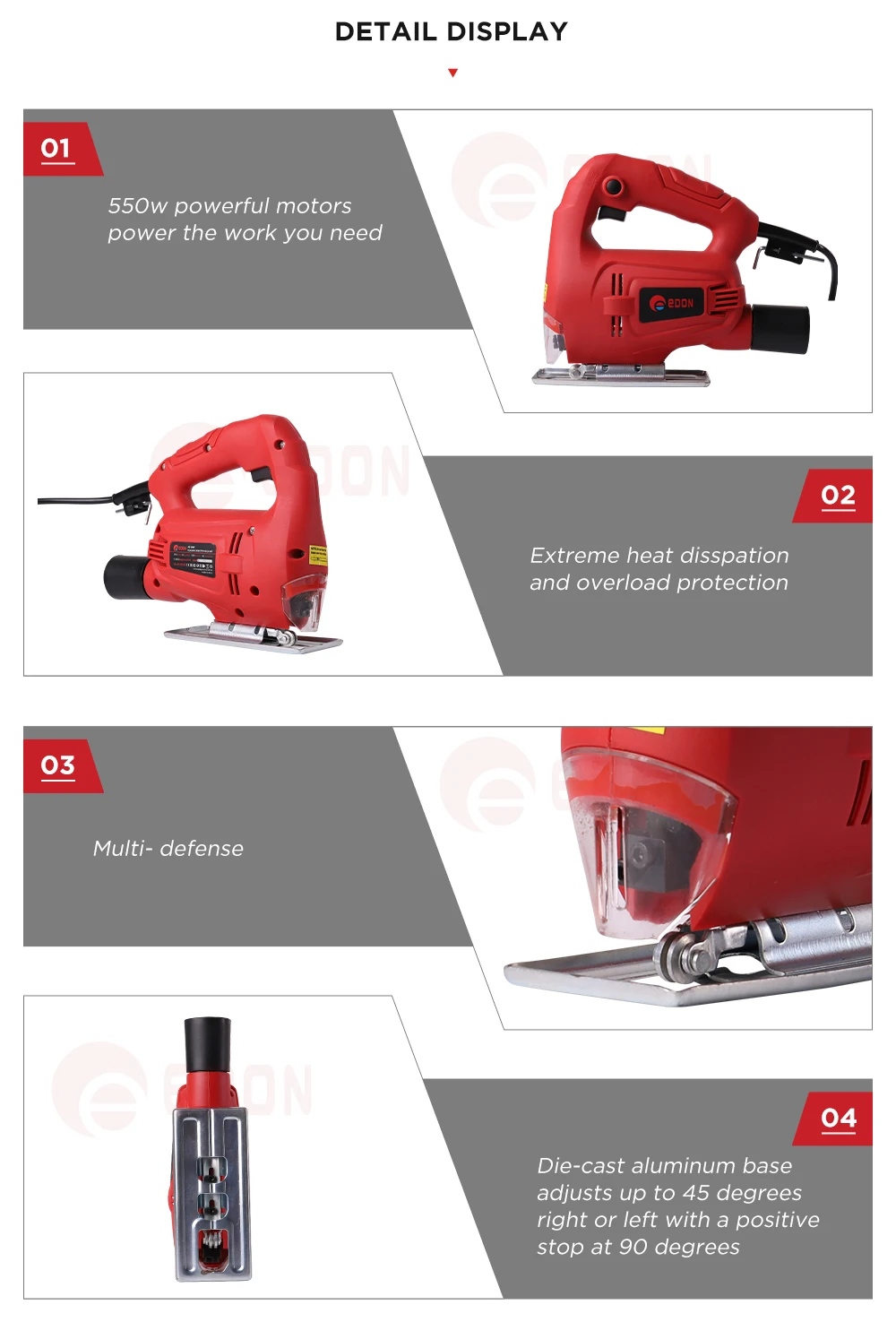 EDON EDL-550R Power Tools - Corded Electric Wood Cutting Jig Saw Machine