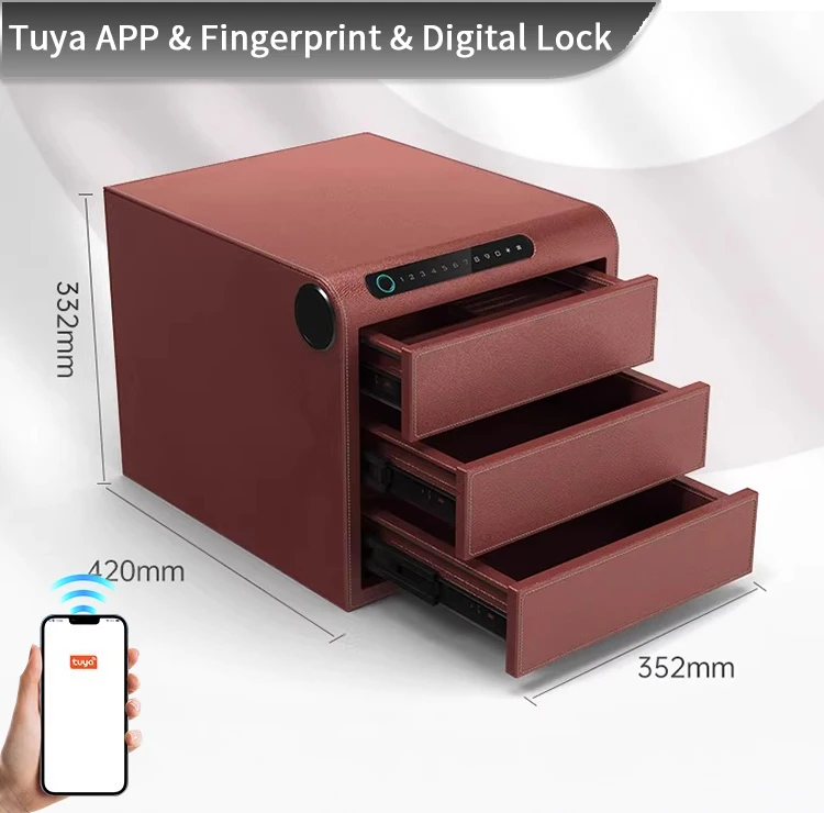 F2-3A CEQSAFE Smart Foshan Manufacturer Fingerprint Security Safe Box Freestanding 3 Layers Bedside Drawer Safe