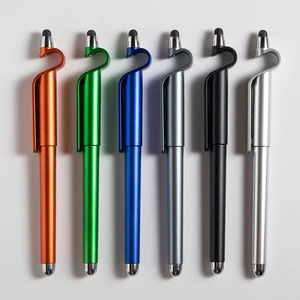 Wholesale Multifunctional Plastic Pen with Phone Holder Custom Logo Promotional Pen 2-in-1 Stationery Pen for Corporate Branding