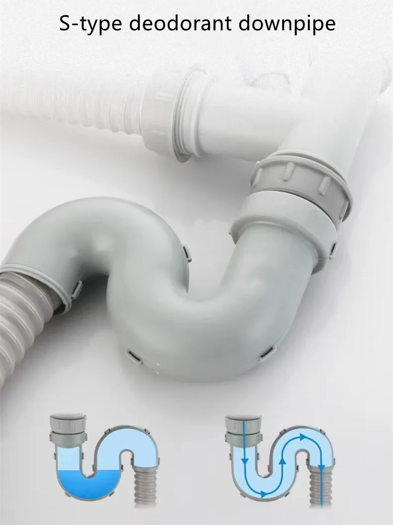 Kitchen Sink Strainer With Drain Hose Drainage Waste Pipe For Double