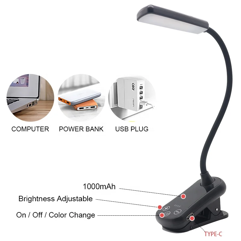 product rechargeable soft flexible gooseneck reading clip on led mini portable usb clip desk lamp light with flexible gooseneck arms-38