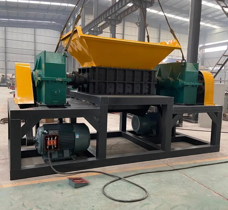 Double Shaft Steel Scrap Wire Cars Tire Metal Shredders Crushing