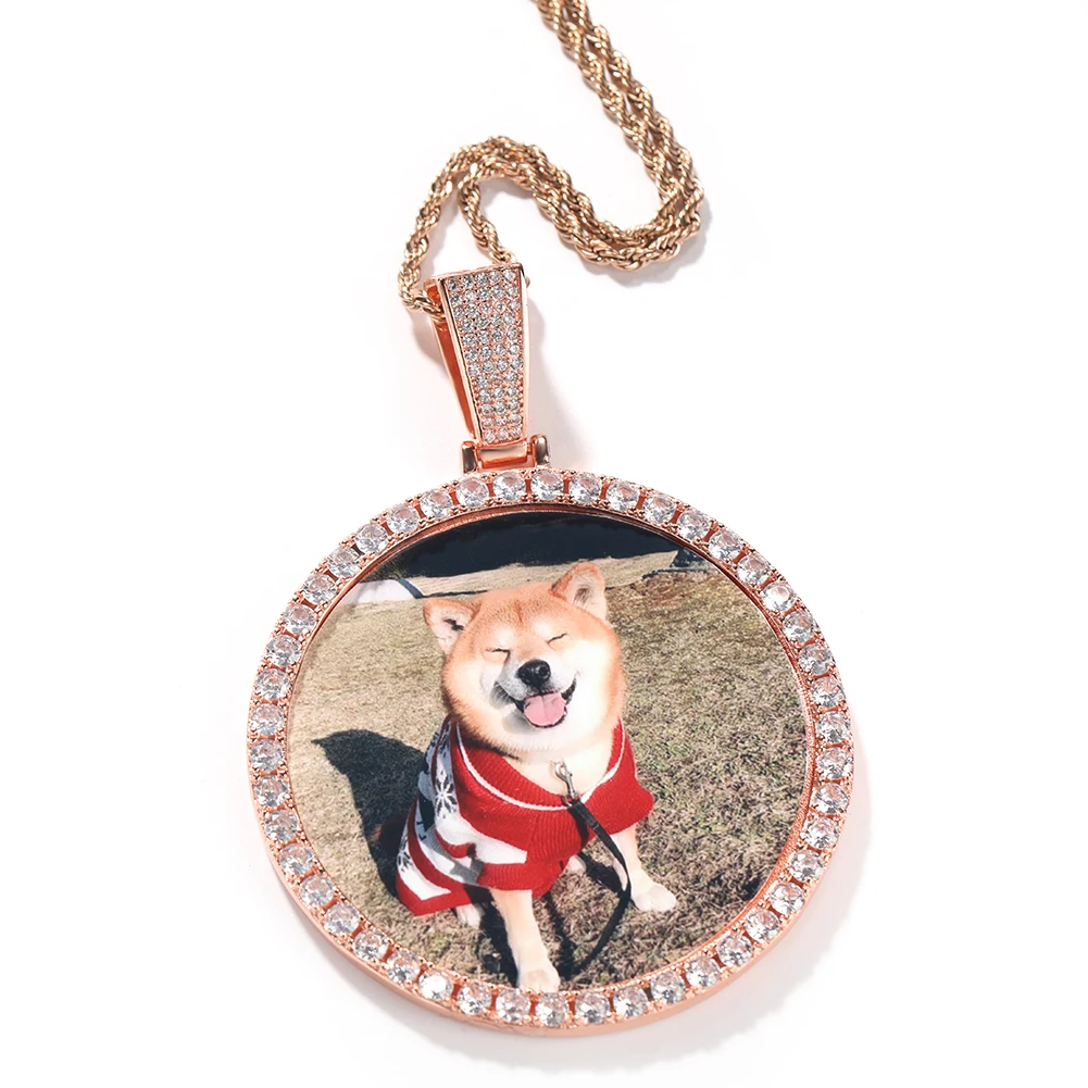 Personalized Round Shape Small Medium Large Size Photo Memory Picture Pendant Free Engraving Memory Necklace