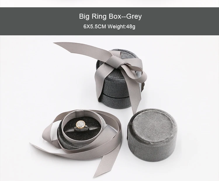 Wholesale Custom Velvet Jewelry Box Ribbon Pendant Necklace Ring Box