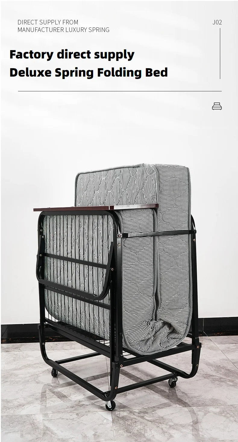 Folding Bed Hotel Luxury Rollaway Bed With Soft Spring Foam Mattress Sturdy Frame With Wheel