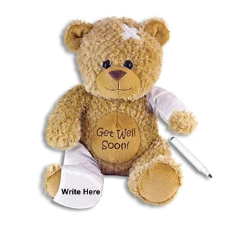 wholesale cheap custom stuffed plush soft toy injured teddy bear Get well soon funny plush teddy bear
