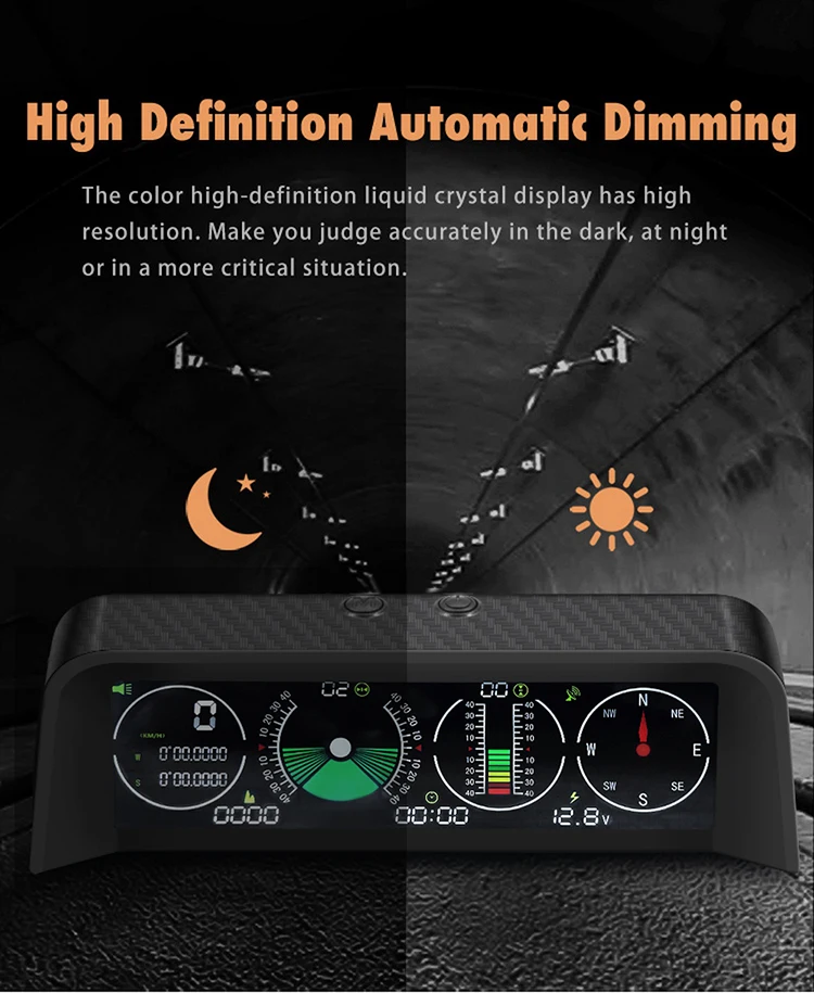 VJOYCAR Hot Selling Digital GPS HUD Display+ Angle Inclinometer Level Finder Measuring Offroad 4X4 Suitable for Universal Cars