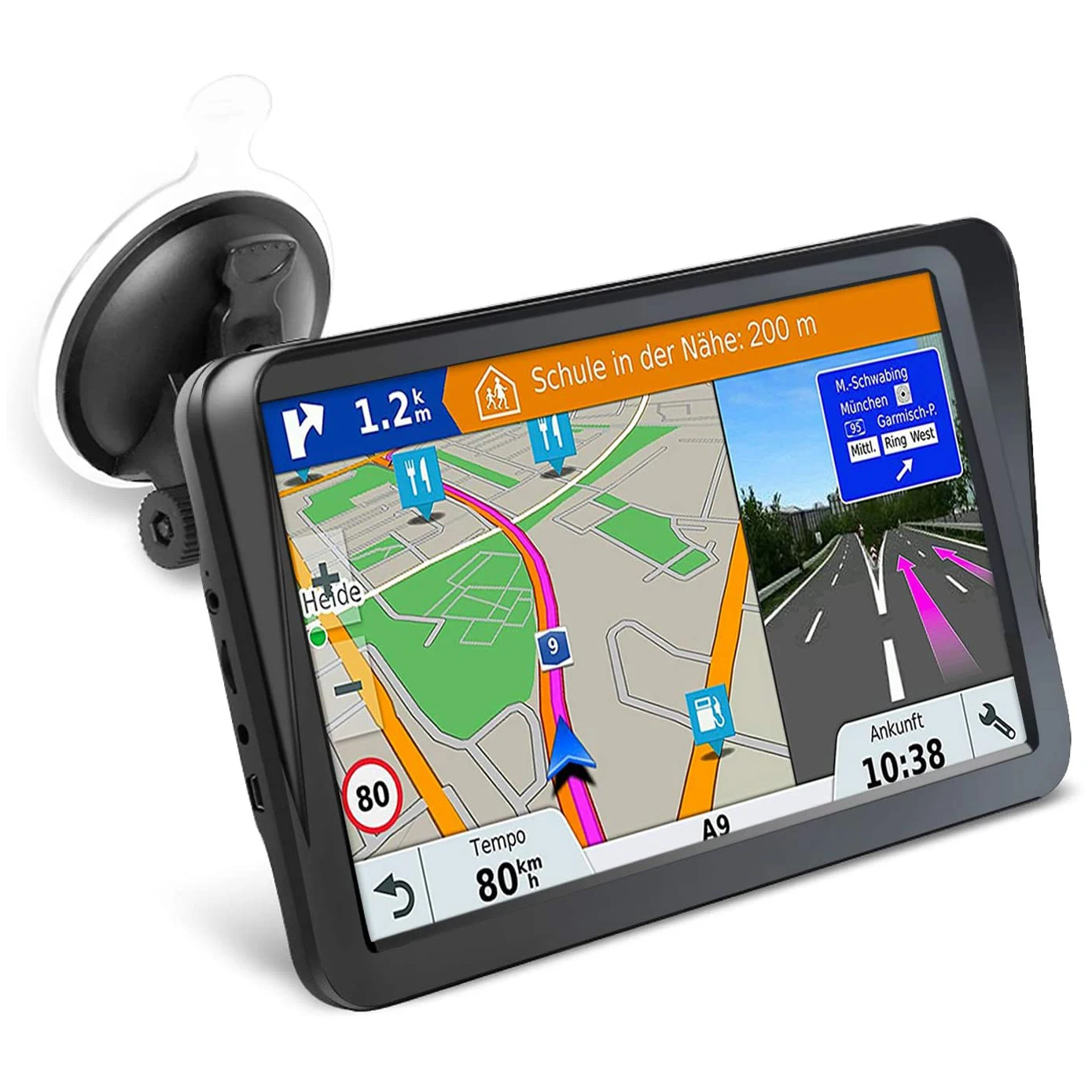 9" GPS Navegación Con Sombrilla ambiente Sat Nav con mapas gratis de 3D 8GB Cámara De Reversa 