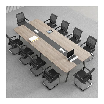 Modern Chinese Manufacturer New Large Office Furniture Customized Conference Rectangular Table Meeting Desk Steel Frame