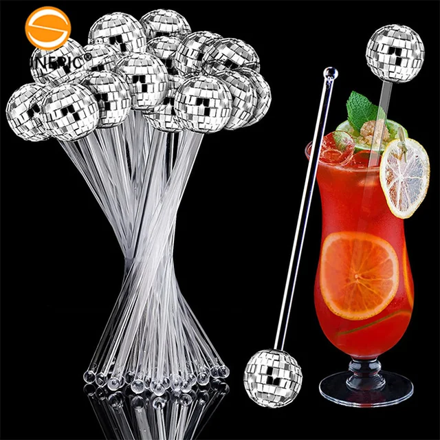 3cm Mini Disco Ball Heads Mirror Party Beverage Cocktail Picks Drink Stirrers