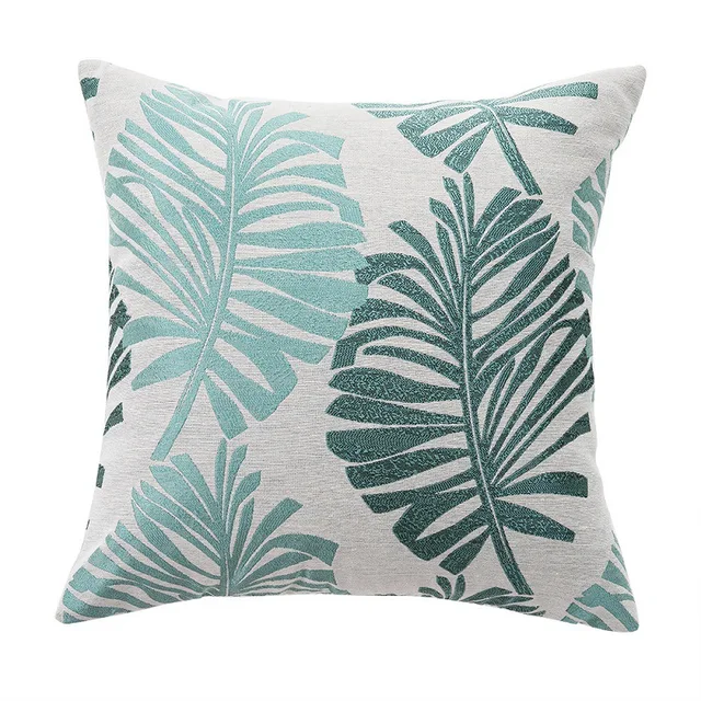 Wholesale Linen modern Home Decor Leaves Jacquard Cushion Cover and Throw Pillow Woven Design for Comfort Style