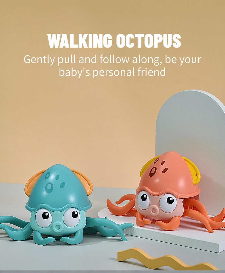 Kids Popular Walking Octopus Pull Toy Swimming Pool Bath Toys Beach Crawling Octopus with Leash Toy for Children