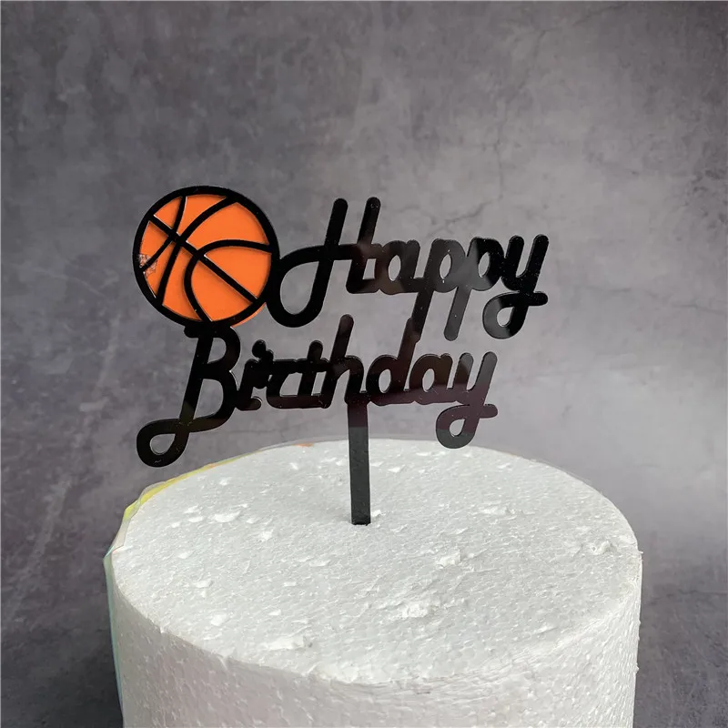 commercio all'ingrosso acrilico basket tema partito cottura torta  decorazione uomini ragazzo buon compleanno torta toppers