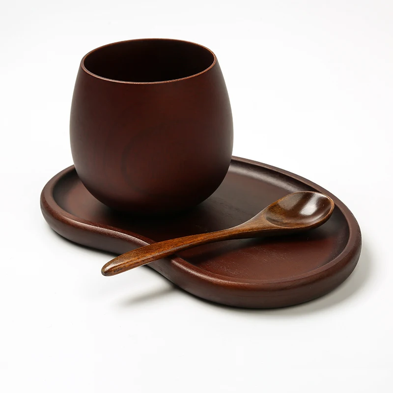 Natural Japanese Two-Color Wooden Big Belly Mug Reusable Jujube Wood Pot-Bellied Cup Water Tea Beer Coffee Milk Handmade PC Gift