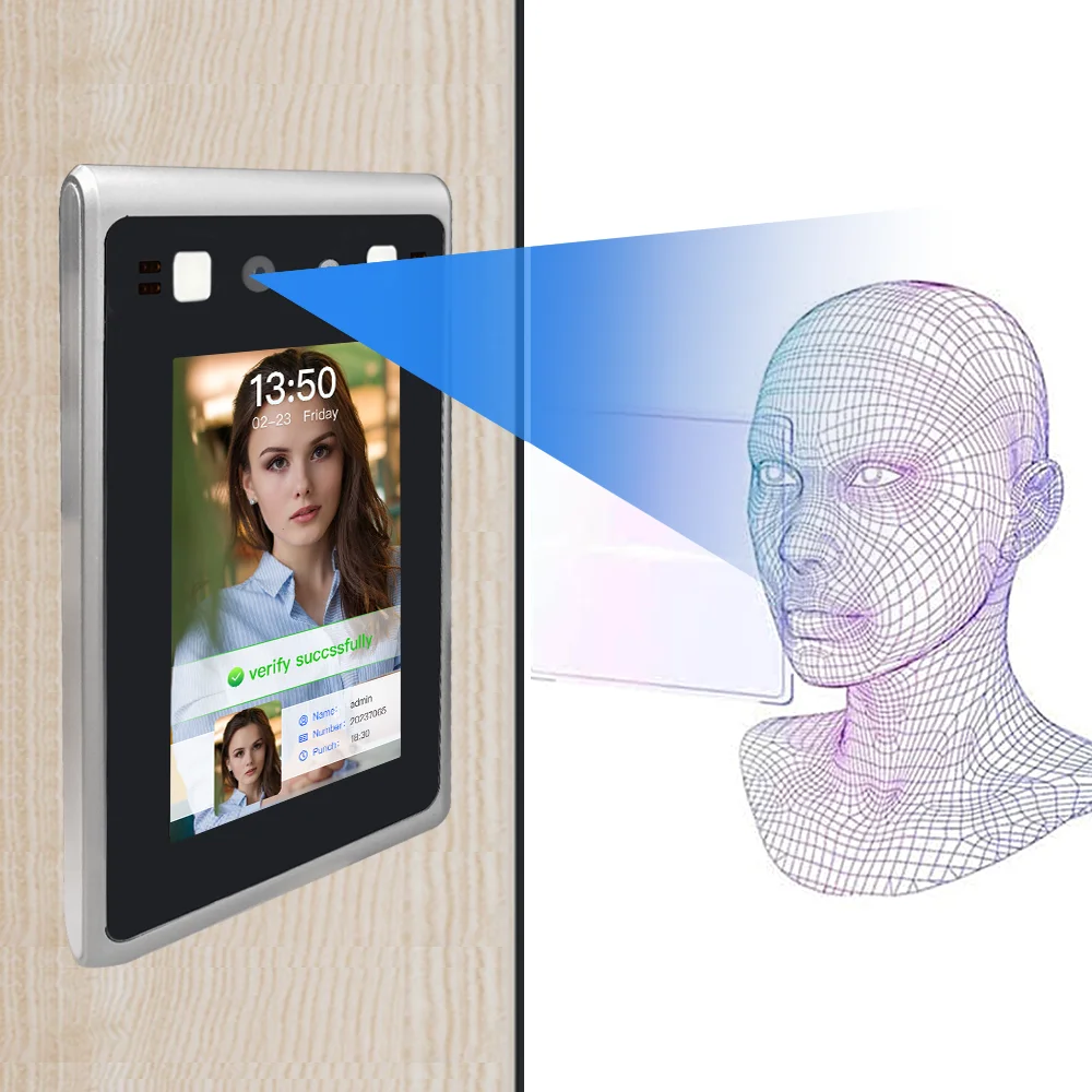 
Face recognition time attendance double camera touch screen IC card function smart access control 