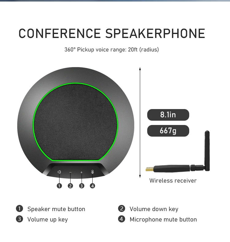 Runpu R800 360 Voice Pickup Conference Microphone System - Image 2