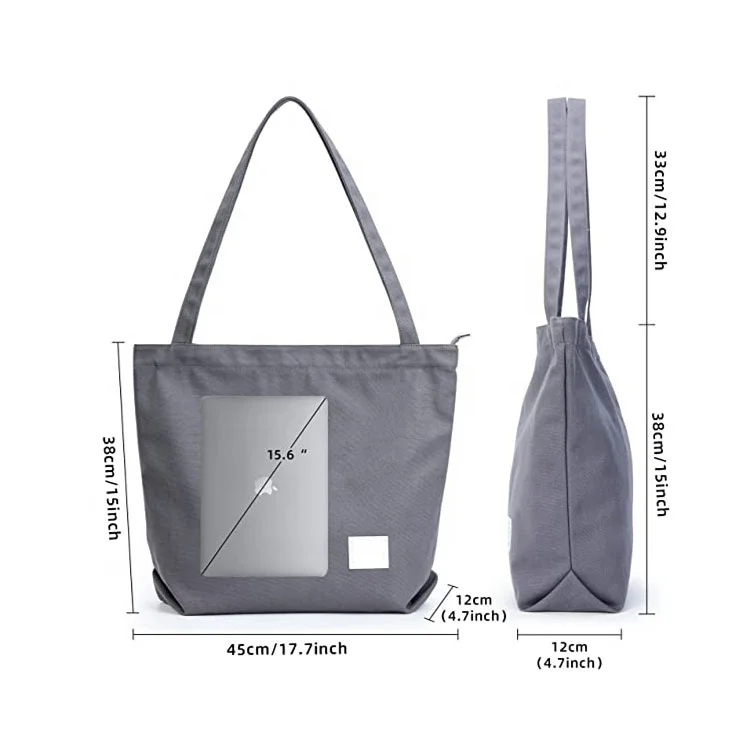 huahao Custom Canvas Tote Bag Custom Printed logo Own Design with Pocket and Zipper
