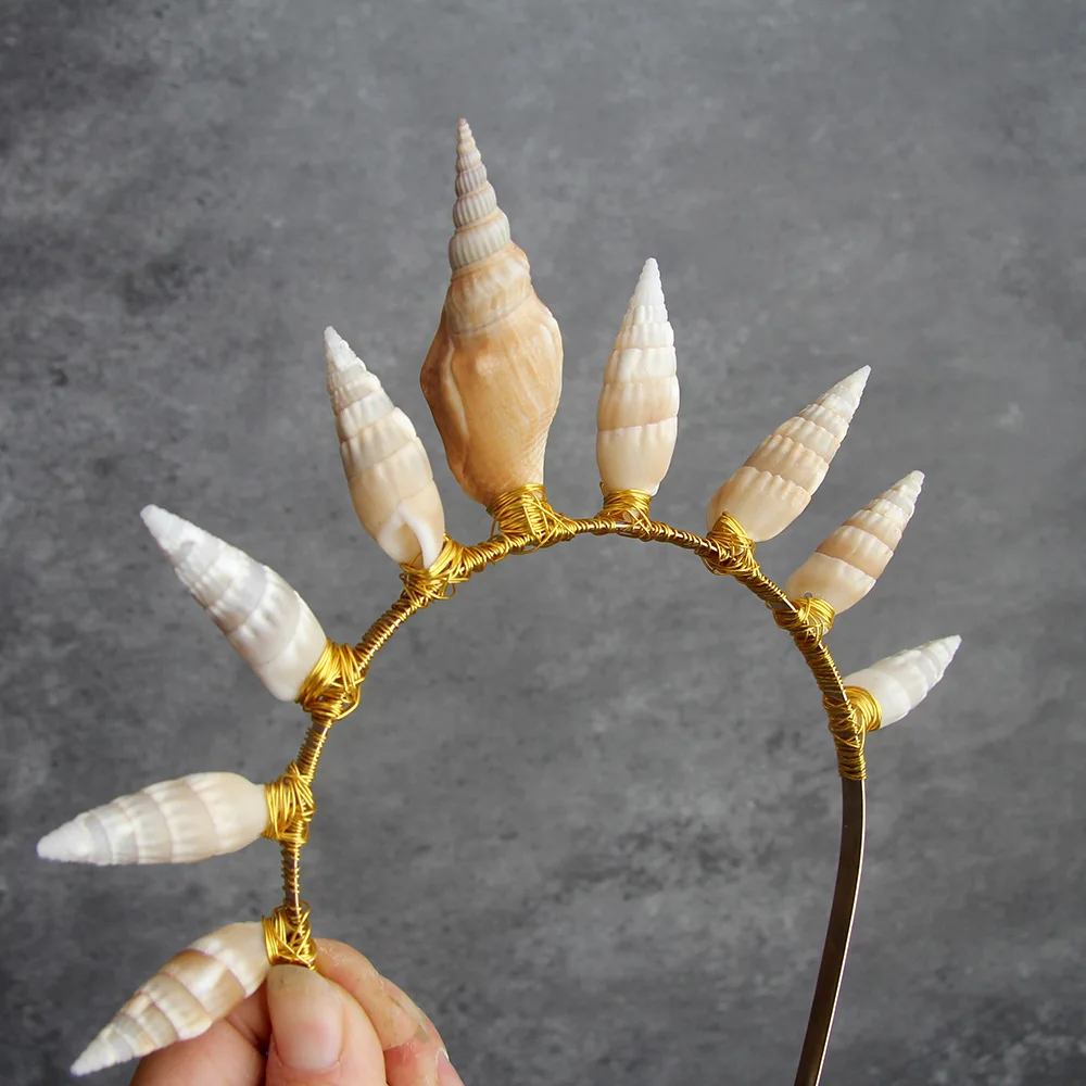 Оптовая продажа 2023, обруч для волос ручной работы с натуральными раковинами, аксессуар для волос для женщин и мужчин, украшение для вечеринки и Косплея