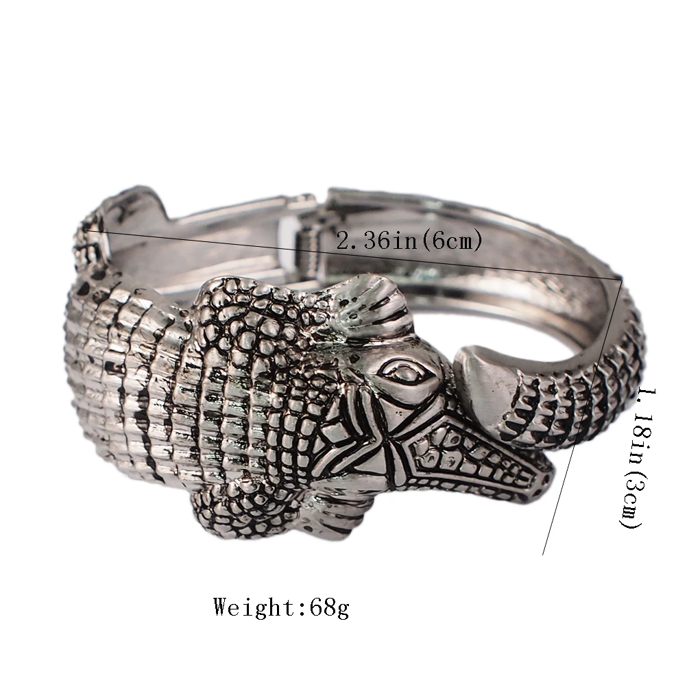 HANSIDON Wild Animal Design Latest Statement Bracelets Cuff Stretch Alligator Handmade Metal Arm Bangle India Jewelry Accessory