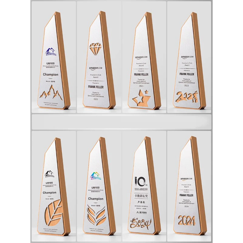 New arrived Customized Solid wood crystal trophy sales champion employee annual meeting award supplier