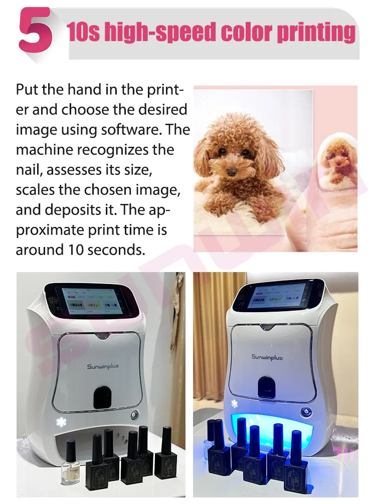 SUNWIN Nail Printer Finger DIY Print Art WIFI Automatic 3D Art Designs Finger Nails Printing Machine for Salon Use