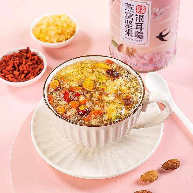 «Птичье гнездо» и «гриб тремелла фукусовидная супа с мелким углём порошок корня лотоса суп гайка мгновенный заменители пищи 500