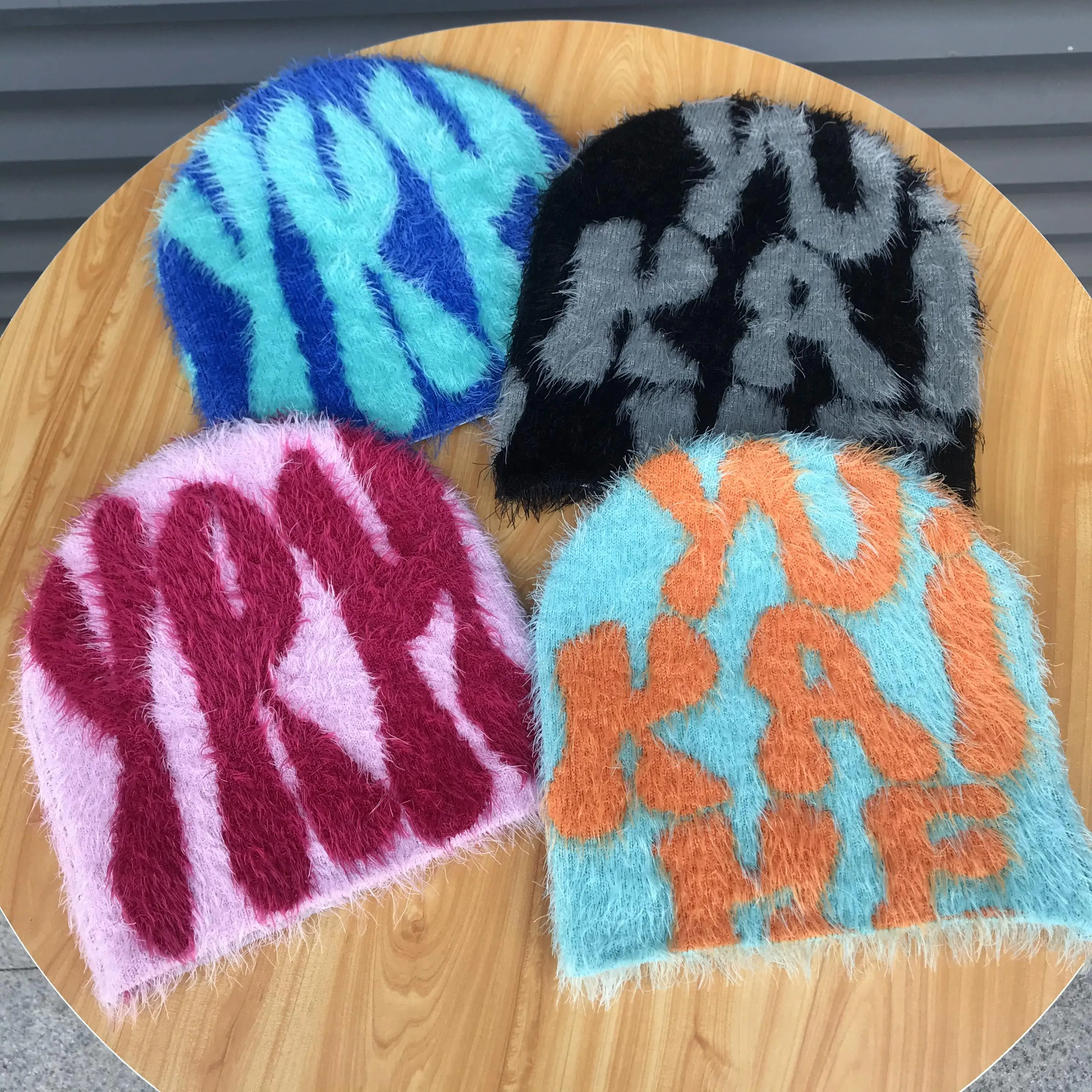Hot Selling Unisex Mohair Beanie Hat Custom Logo Winter Hot Selling Unisex Mohair Beanie Hat Custom Logo Winter