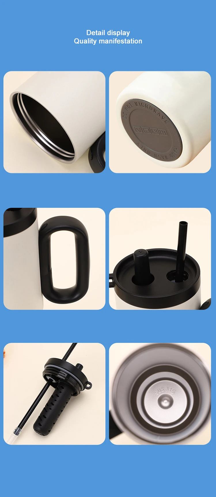 Wholesale Custom Stainless Steel Insulated Leak Proof Lid Travel Tumbler with Handle