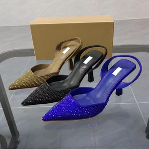 QuiteS 2026 Summer New Pointy Women's Stiletto Hot Drill Luxury Rhinestone Diamond Wedding High Heel Sandals Women Shoe