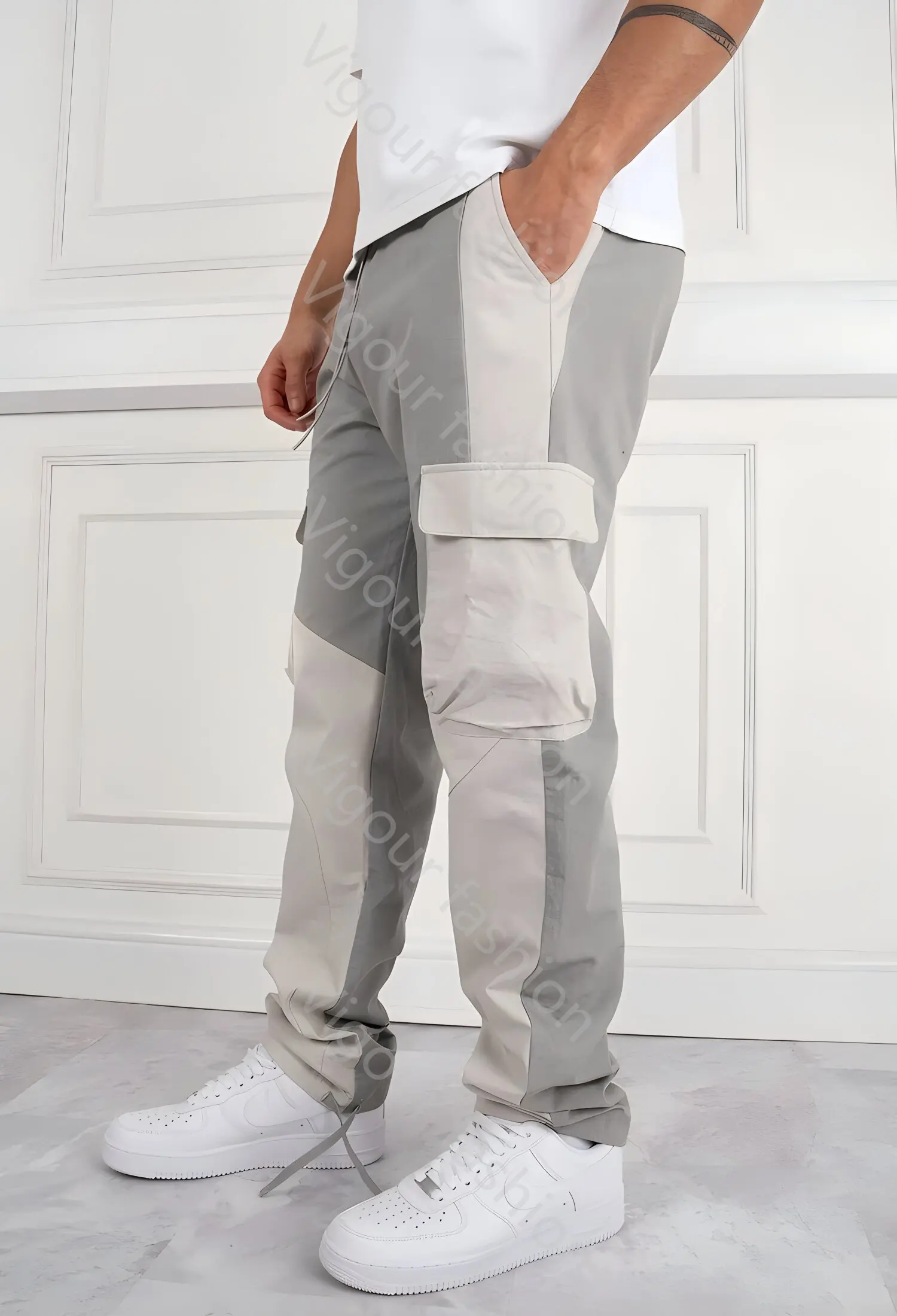 Custom Baggy Loose Fit Cargo Stacked Men Woven Blanket Tapestry Pants