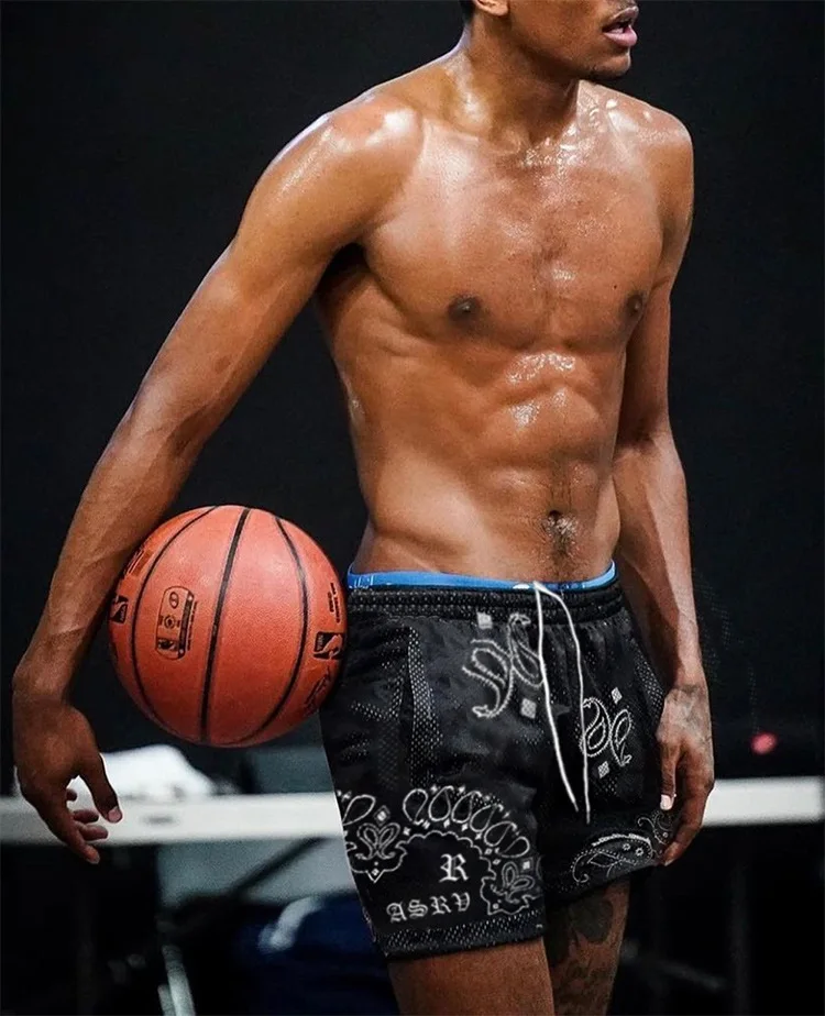 Designer Cropped Fit Polyester Mesh Basketball Shorts Custom Summer Basic plus size Men's printed Paisley Shorts941_voghion.com