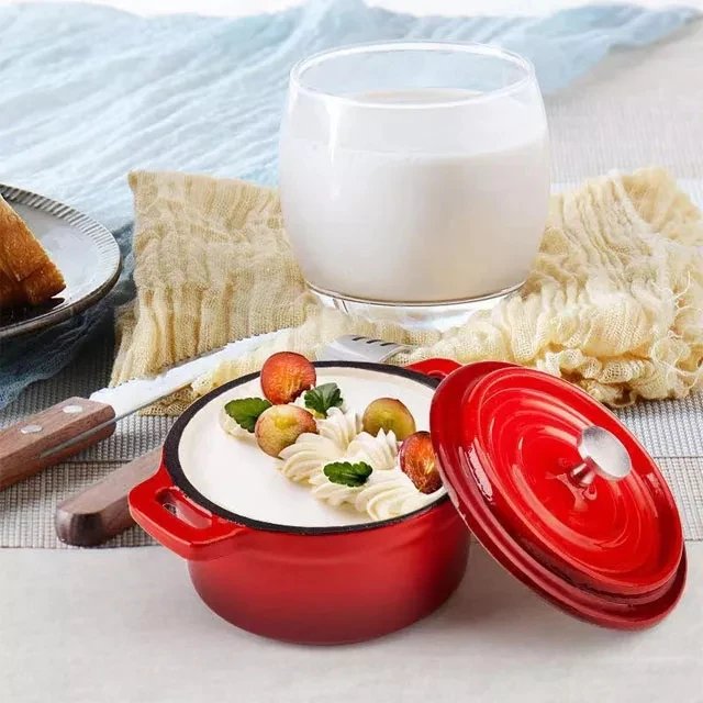 Mini-kochtopf Mini-dutch-oven 0,25 Liter Gusseisen-knoblauchröster Für Den Ofen Knoblauch-konfitier-topf Ramekins Mit Deckeln Ofenfestes Set
