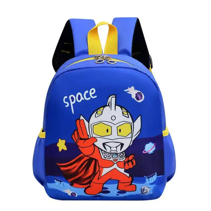 Hot Designers' Cute Blue Cartoon Backpack for Kids Waterproof School Bag Zipper Closure Made Oxford Polyester for Books