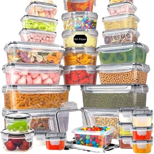 34-Piece Kitchen Crisper Set Plastic Freezer Fruit Vegetables Food Microwave Lunch Storage Boxes for Kitchen