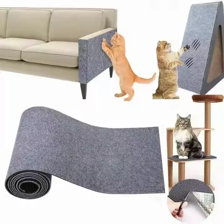 Cat Scratching Post DIY Climbing Carpet Trimable Self Adhesive Carpet Mat  Pad Cat Scratch Furniture Protector Cat Training