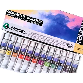 Marie's Official Store Gouache Colors Tube 12 Colors Gouache Paint Set