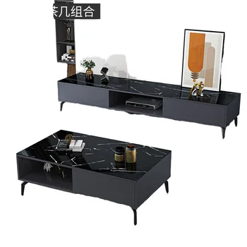 Contemporary Luxury TV Cabinet Minimalist Extendable and Foldable Wood Panel Stand for Home Furniture Modern Living Room