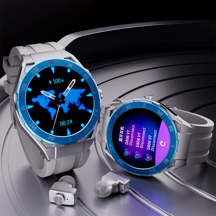 2024 New SmartWatch Round Screen BT Calling TWS Earphone Smart Watch 2 in 1  Wearable Devices F33