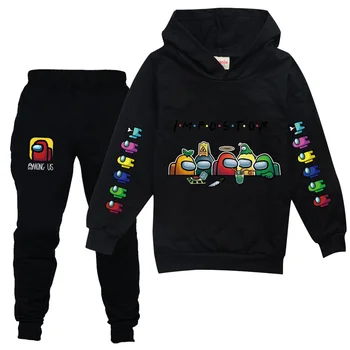 New Designer Cartoon Printing Fashion Girls Spring and Autumn Hoodie Sweater Set Two-piece Suit Kids Clothes Big Boy Clothing