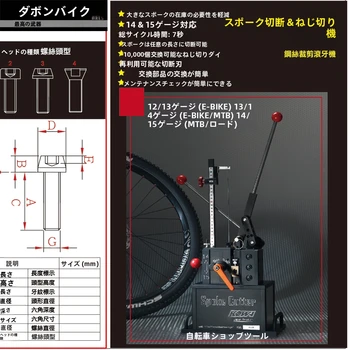 KOWA 自転車スレッド加工機 スポークカッター 12-15ゲージ選択可 7秒