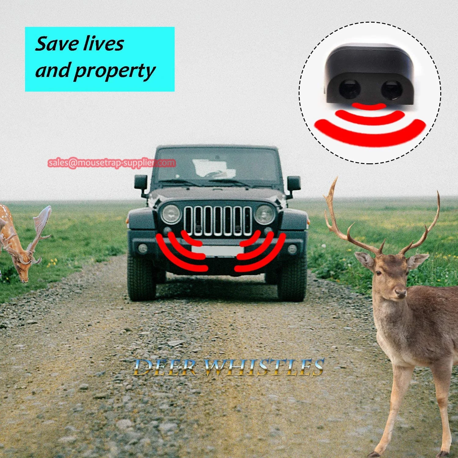 Plastic Warning Animal Protection Device Deer Flute Whistle for