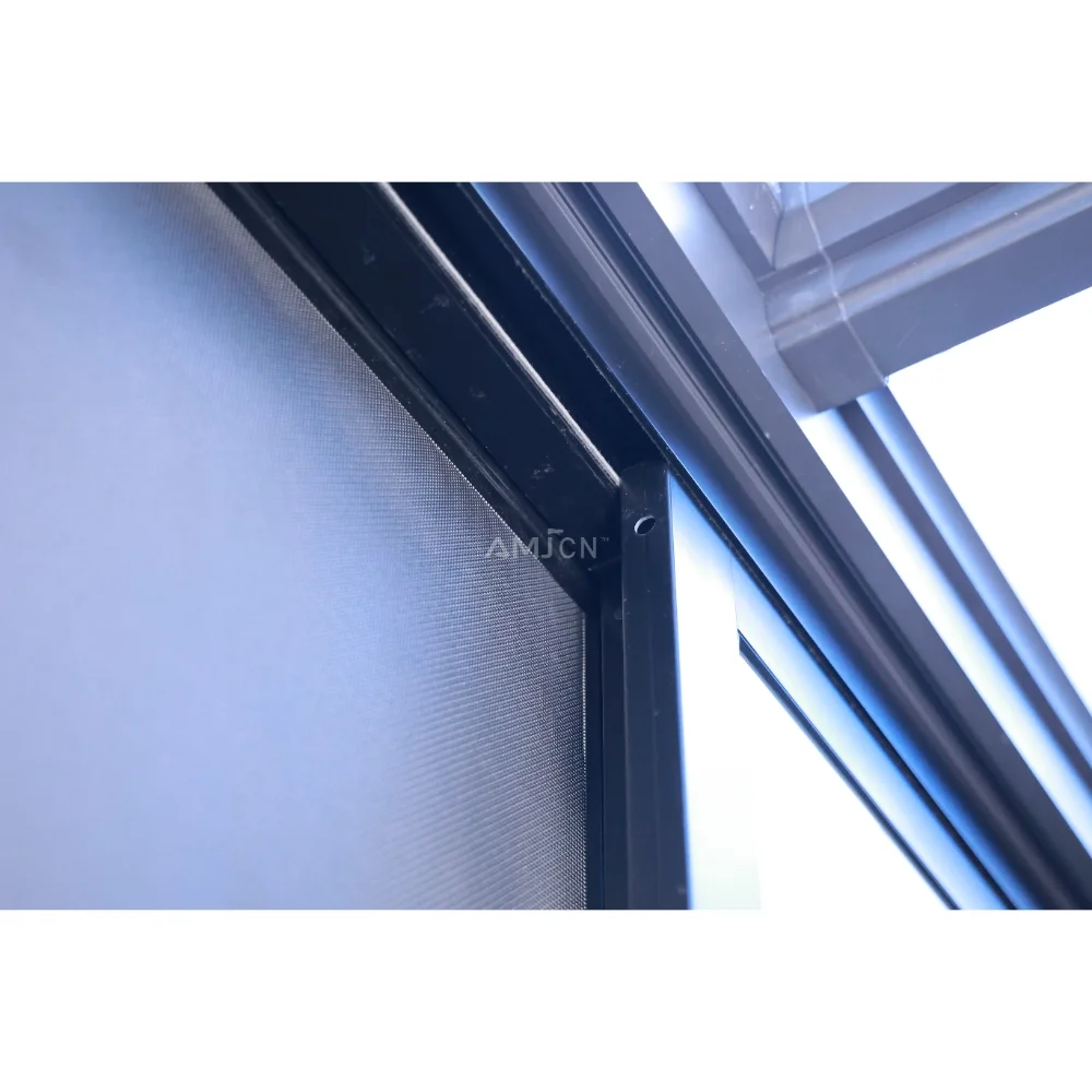 AMJ Factory Heat Insulation Champagne Color Aluminum Sliding Window Elegant Restaurant Aluminium Window Design Sliding windows