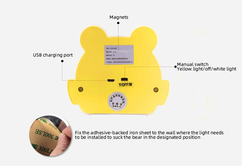 Led Small Night Light Bedroom Bedside Hole Free Wall Lamp Can Be