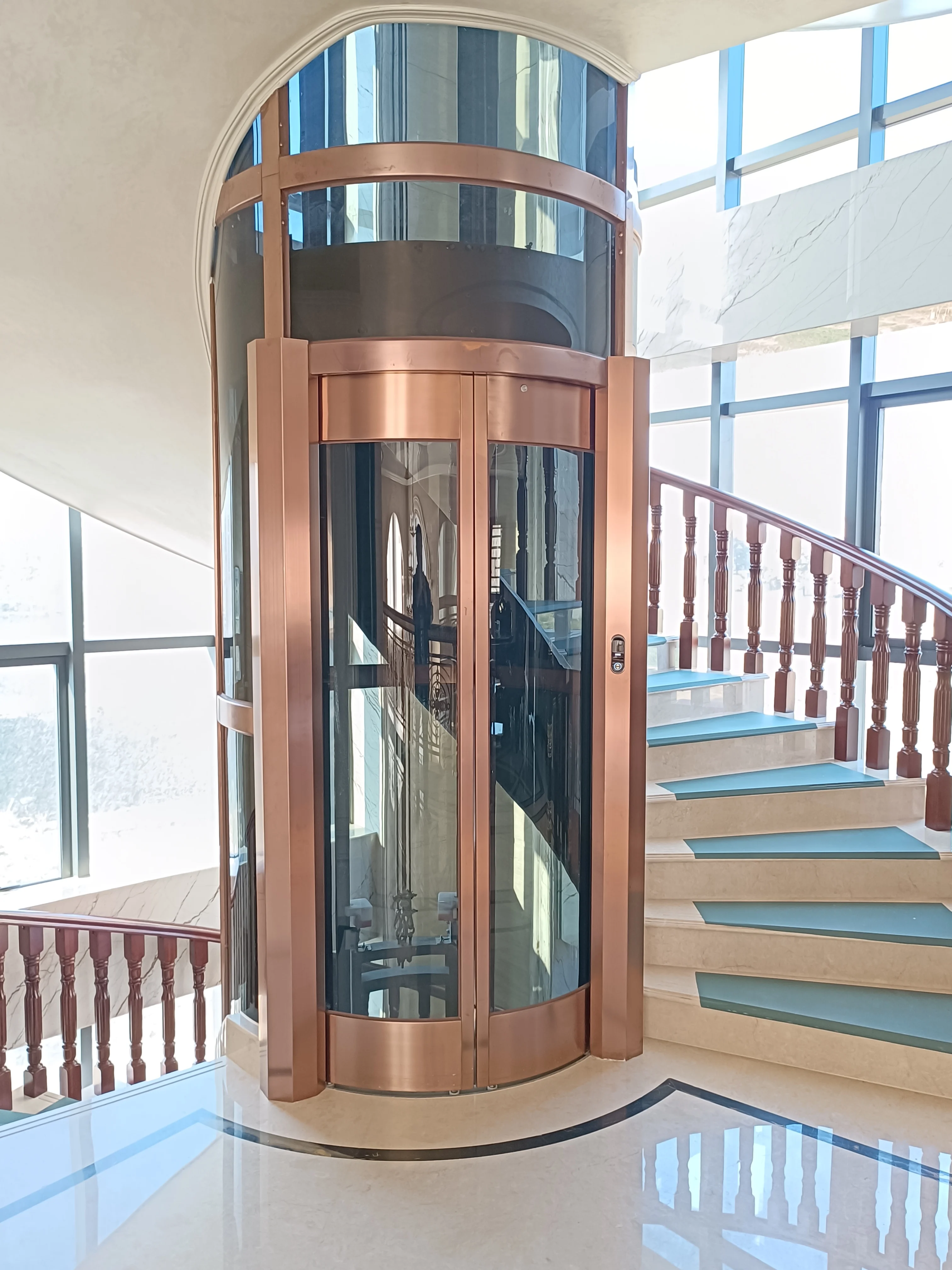 玻璃全景胶囊电梯圆形观光别墅电梯