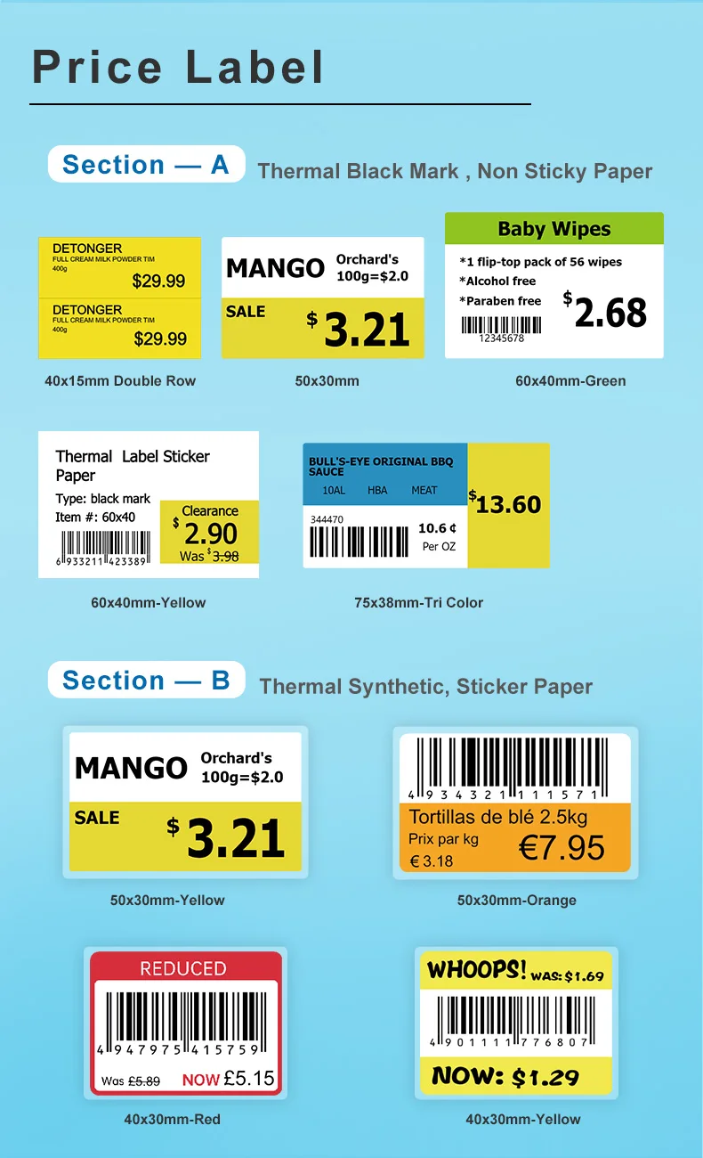 Detonger Portable Label Maker 80mm Price Sticker Warehouse Storage